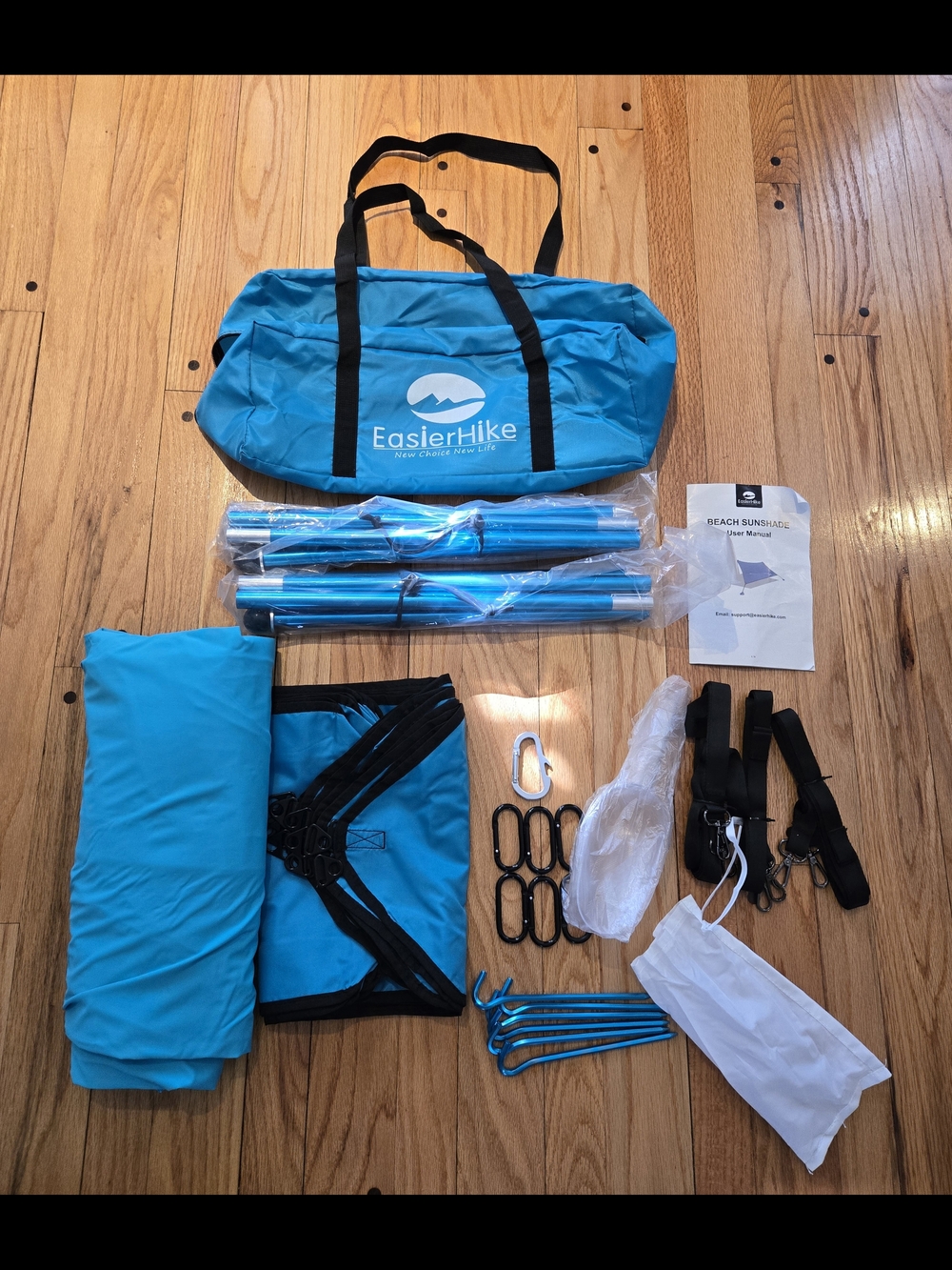 EasierHike 2 Pole Blue Beach Sunshade Canopy - Easy Setup